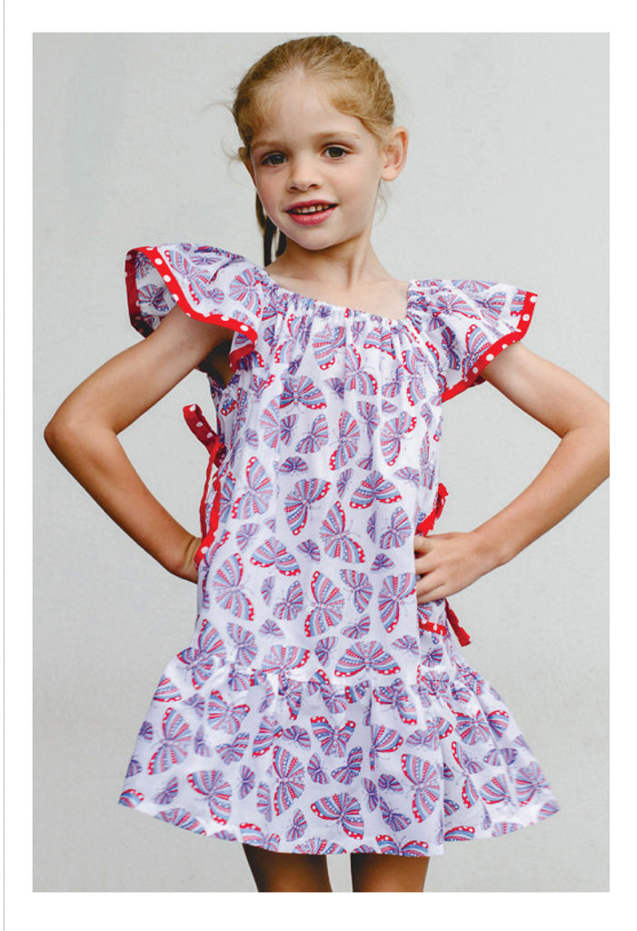Butterfly Dress sewing pattern and tutorial, sizes 6-9 months to 10 years. - Felicity Sewing Patterns
