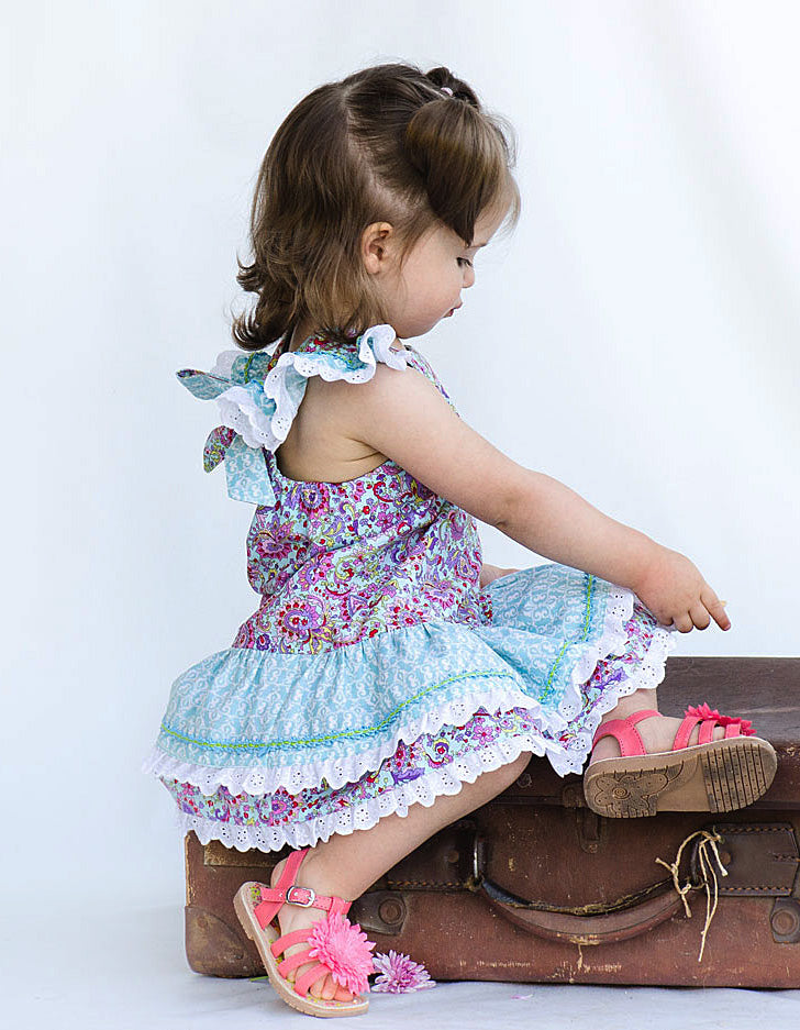 Party frock sewing pattern  LUCY LOU sizes 1 to 10 years 2 versions included. PDF pattern. - Felicity Sewing Patterns
