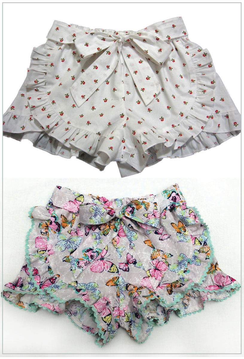 Girls ruffle edged shorts pdf sewing pattern RUFFLED SHORTS sizes