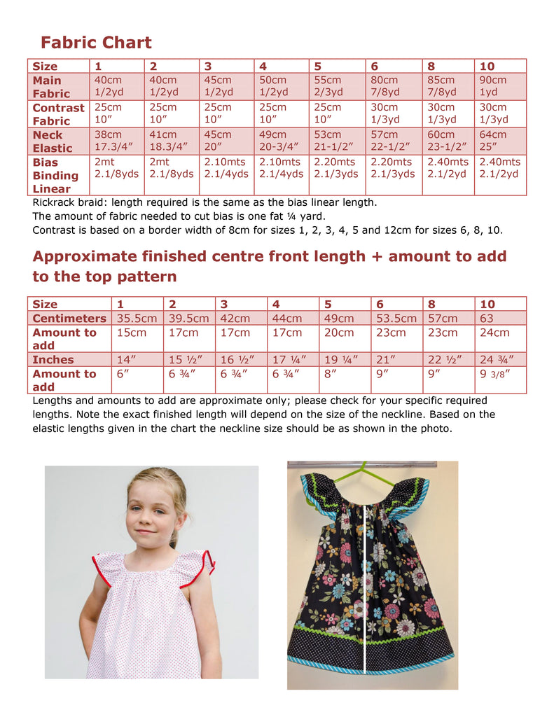 Girls flutter sleeve top or dress pdf sewing pattern TILLY TOP & DRESS sizes 1-10 years. - Felicity Sewing Patterns