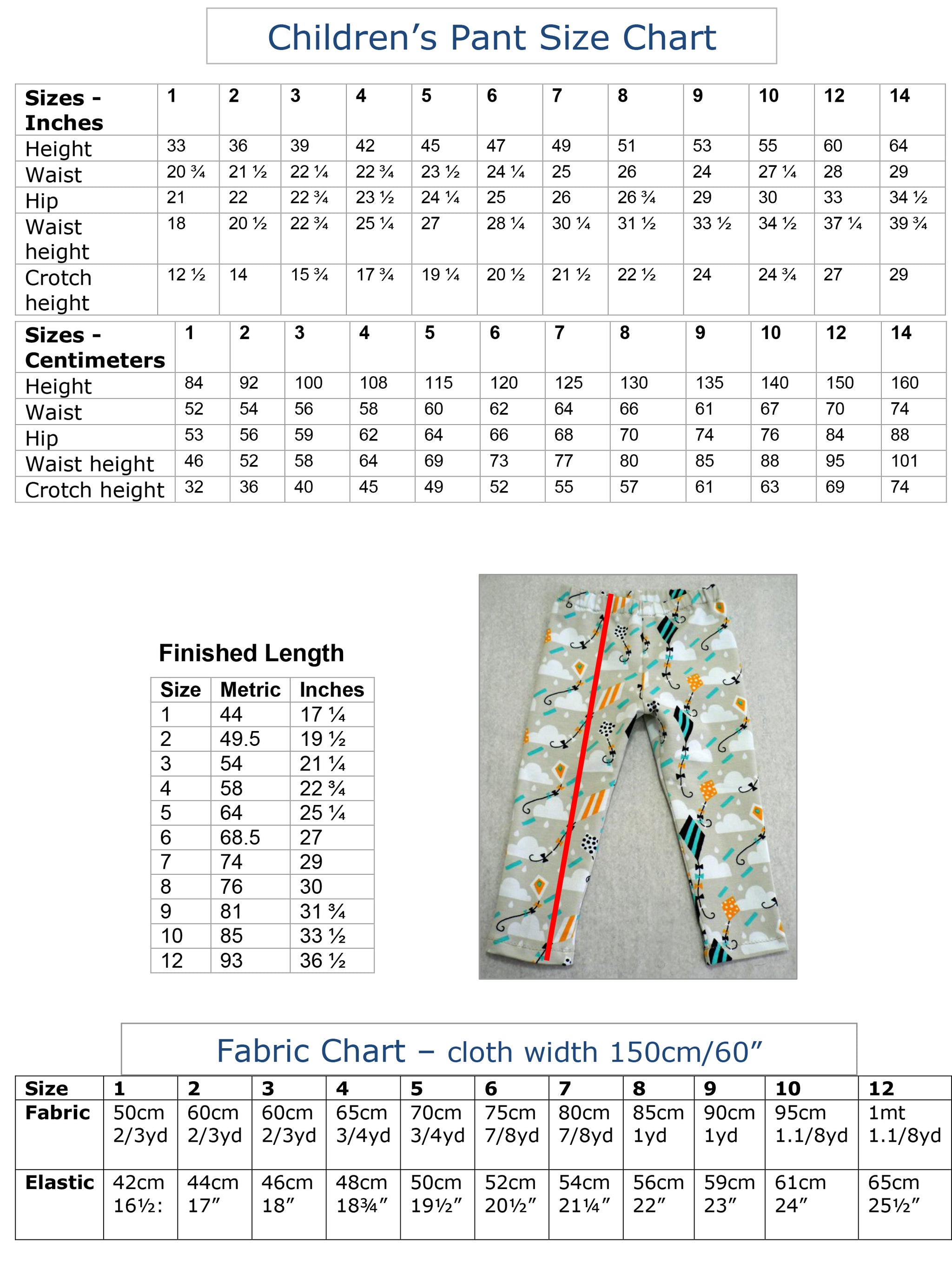 Stretch Children s Leggings sewing pattern sizes 1 12 years for boys and girls