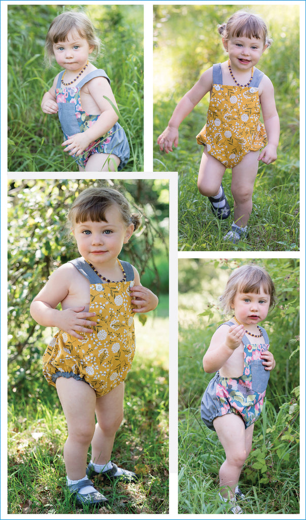 Baby Romper PDF Sewing Pattern, DIMPLES baby boy & girl sunsuit/romper, sizes 3+months - 3 years - Felicity Sewing Patterns
