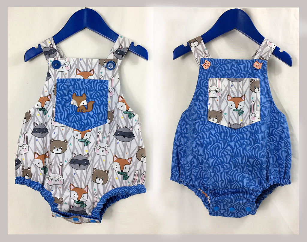 Baby Boy and Girl Romper PDF Sewing Pattern, DIMPLES reversible baby sunsuit/romper, sizes 3+months - 3 years - Felicity Sewing Patterns