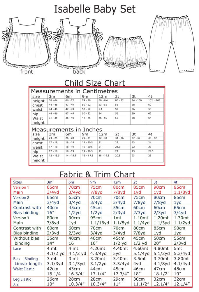 Baby girl pdf sewing pattern ISABELLE BABY SET baby girls top & pants set sizes 3 months to 4 years. - Felicity Sewing Patterns