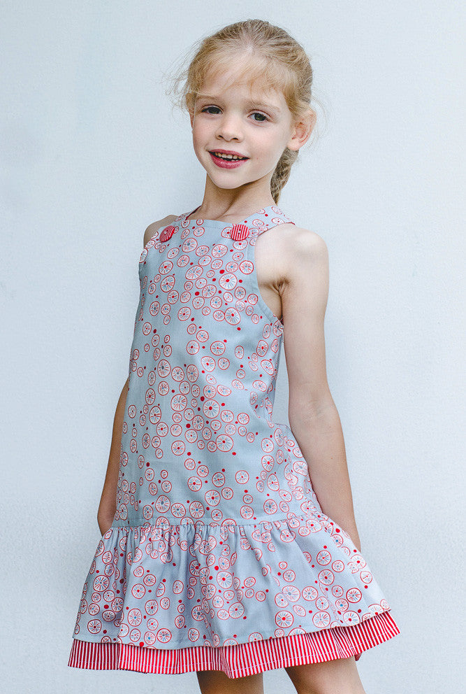 Girls dress sewing pattern  LUCY LOU sizes 1 to 10 years 2 versions included. PDF pattern. - Felicity Sewing Patterns