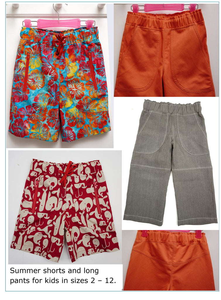 MANGO SHORTS & LONGIES, kids beach shorts and long pants PDF sewing pattern,  sizes 2 - 12 years. - Felicity Sewing Patterns