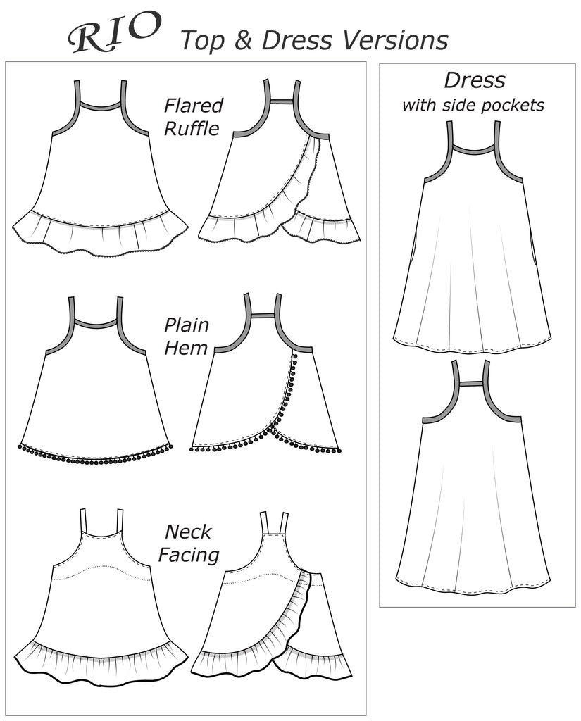 Felicity Sewing Patterns Rio Dress & Top PDF Pattern for girls summer dress and wrap back tops