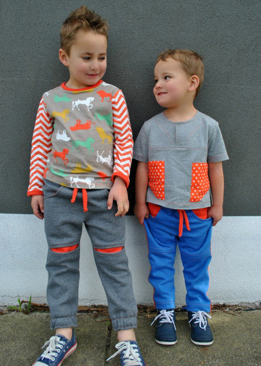 Kids fleece pants PDF sewing pattern ROSCOE PANTS boys & girls sizes 2 to 12 years. - Felicity Sewing Patterns