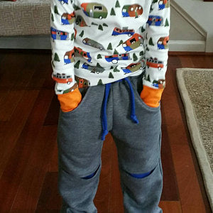 Children's fleece pants PDF sewing pattern ROSCOE PANT sizes 2 to 12 years. - Felicity Sewing Patterns