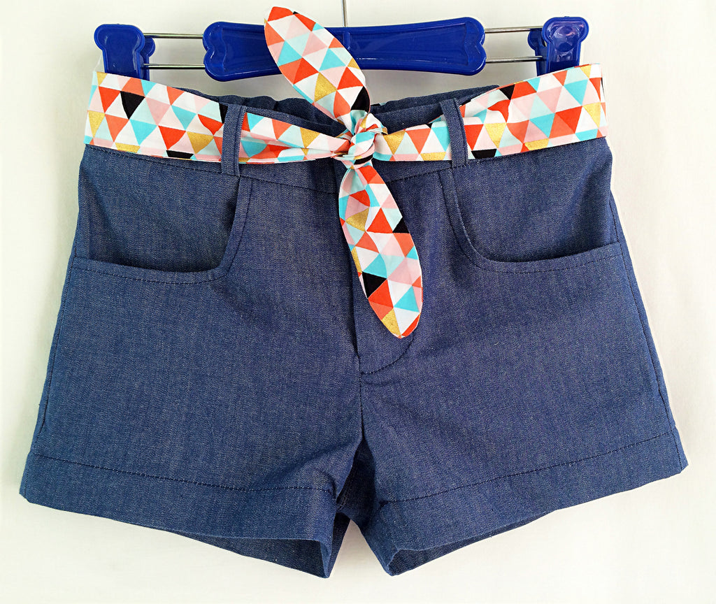 Turquoise cotton summer shorts, Girls 2-14 years old