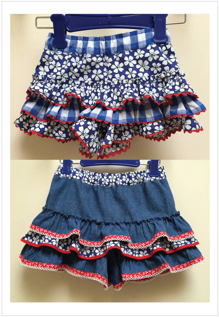 Girls frilly shorts pdf sewing pattern SILLY FRILLY Shorts sizes 1-10 years - Felicity Sewing Patterns