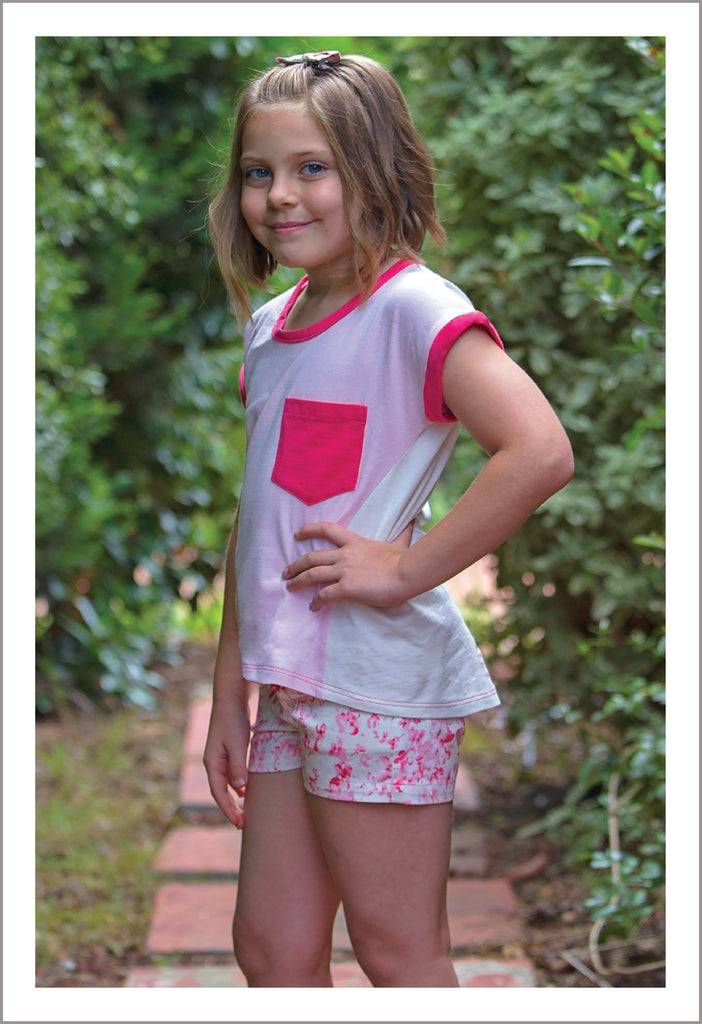 Fun kid's summer T shirt sewing pattern, Sunday T Shirt, girls T shirt pattern sizes 2 to 14 years - Felicity Sewing Patterns