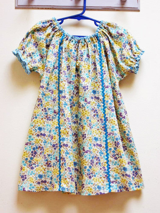 Plain Blue Baby Girl Cotton Chickan Frock Size 1418