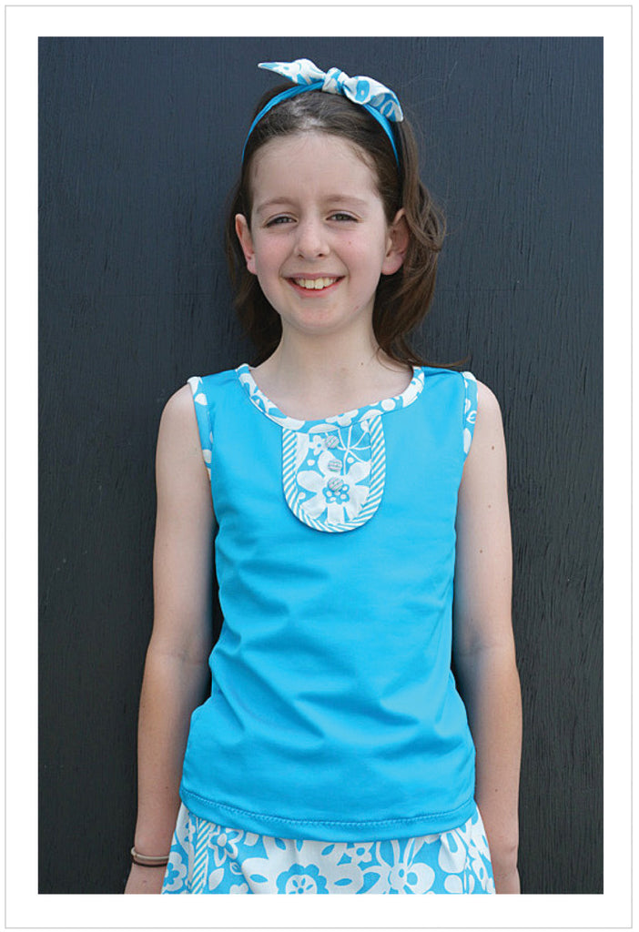 Suzie Tank Top sizes 2-14 years sewing pattern for singlet top + headband - Felicity Sewing Patterns
