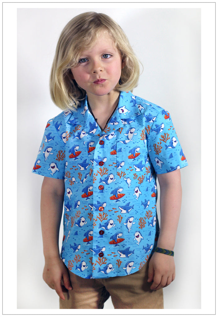 Boys casual shirt PDF sewing pattern THOMAS SHIRT boys & girls 2-14 years. Hawaiian shirt sewing pattern. - Felicity Sewing Patterns