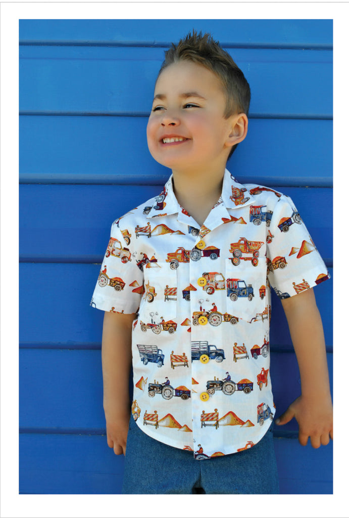Boys casual shirt pdf sewing pattern THOMAS SHIRT boys & girls 2-14 years. Hawaiian shirt sewing pattern. - Felicity Sewing Patterns