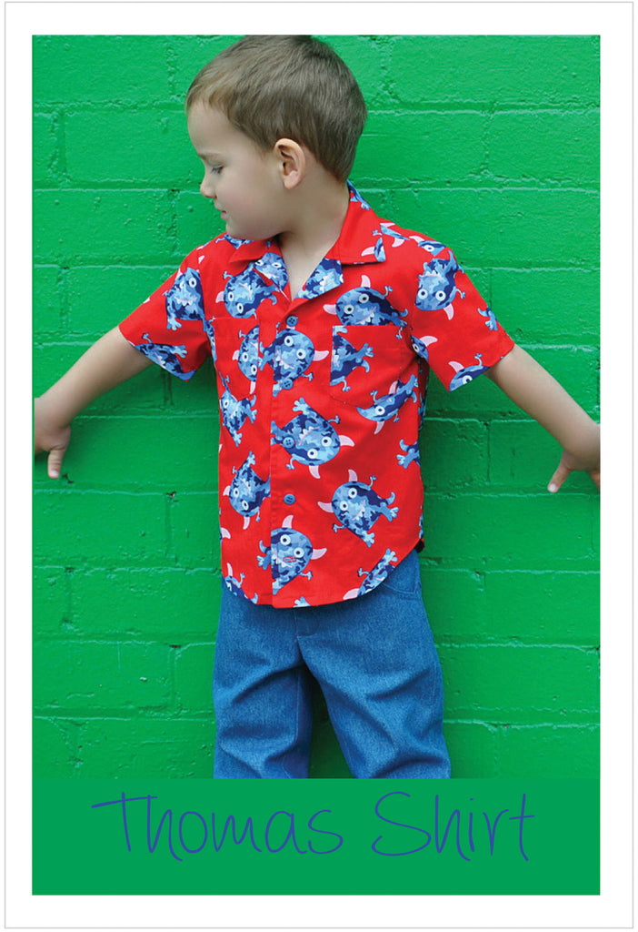 THOMAS SHIRT casual shirt for boys & girls 2-14 years. Hawaiian shirt pdf sewing pattern. - Felicity Sewing Patterns