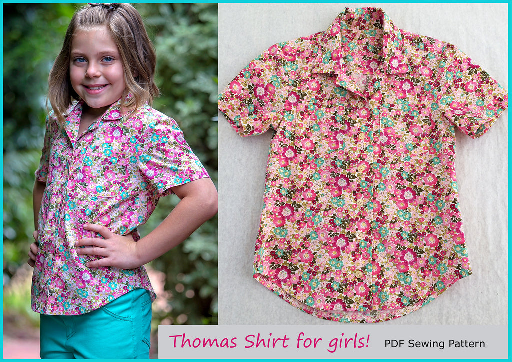 THOMAS SHIRT casual shirt for boys & girls 2-14 years. Hawaiian shirt pdf sewing pattern. - Felicity Sewing Patterns