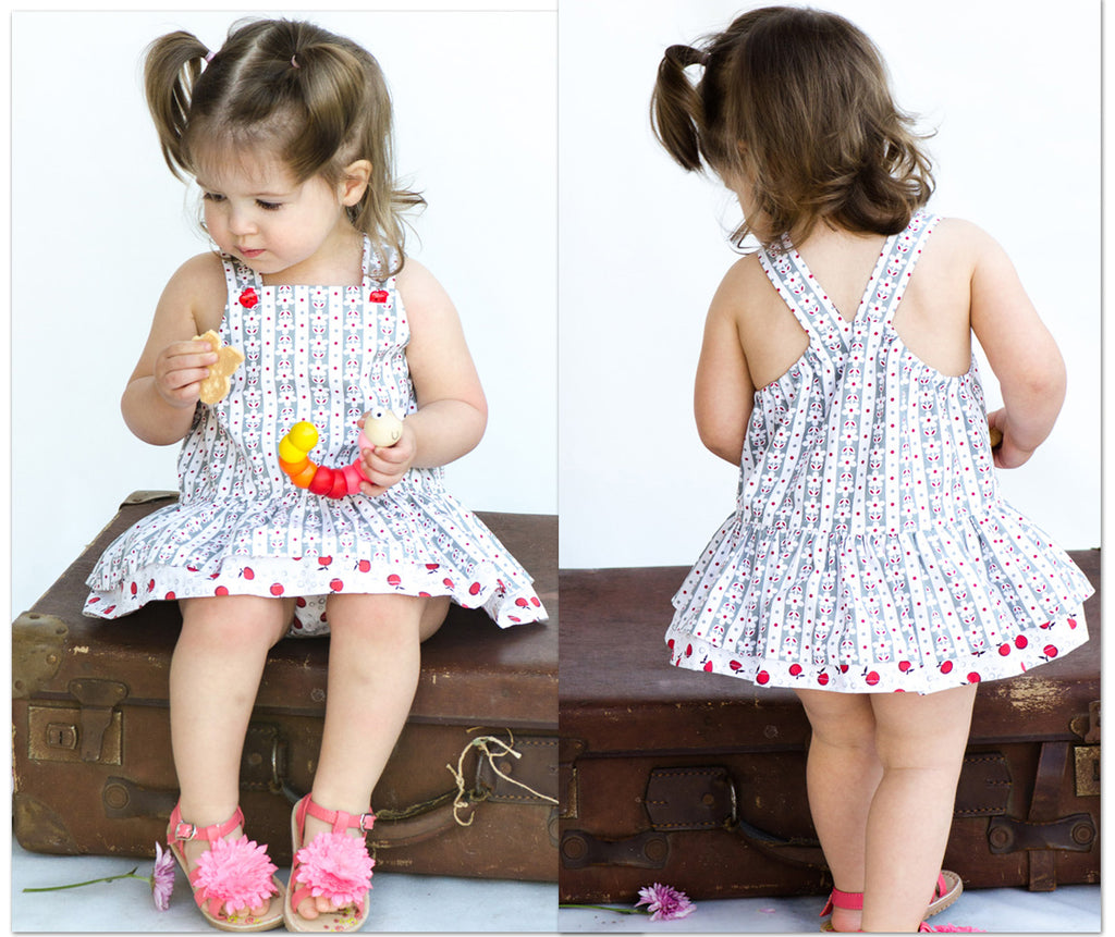 Baby girl romper pdf sewing pattern TINKERBELLE ROMPER sizes 3 months to 3 years. - Felicity Sewing Patterns