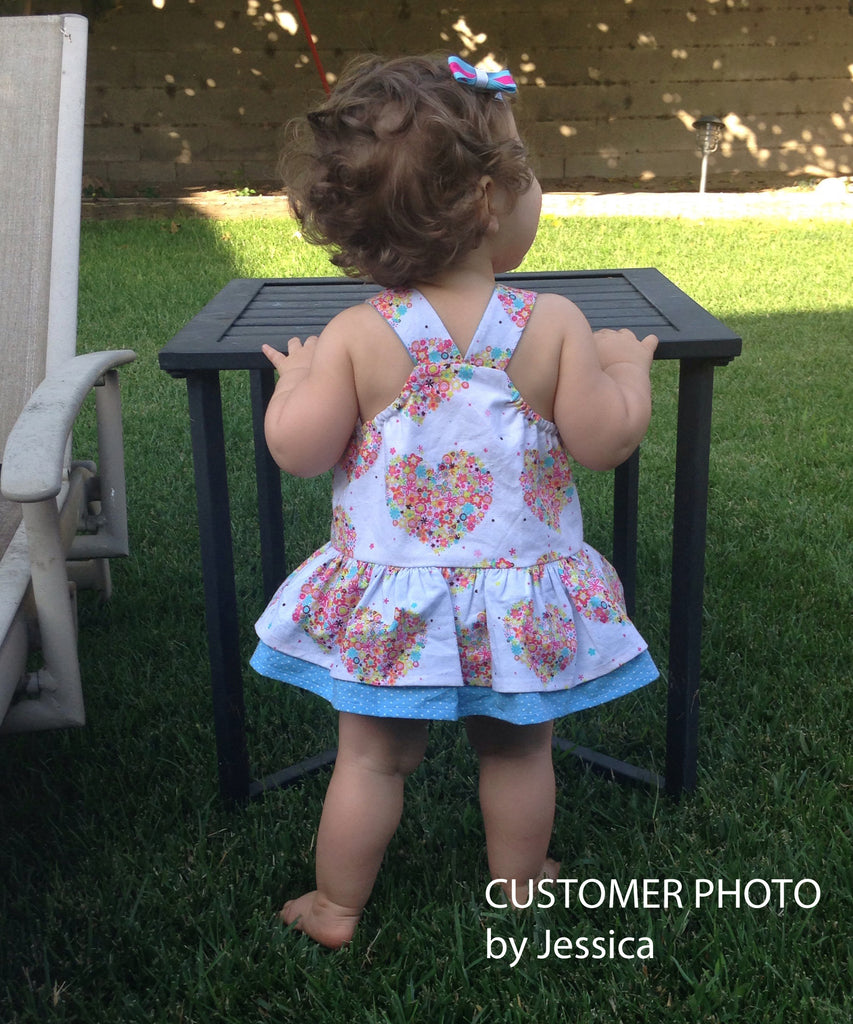Baby girl romper pdf sewing pattern TINKERBELLE ROMPER sizes 3 months to 3 years. - Felicity Sewing Patterns