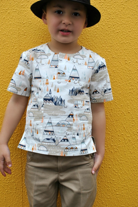 Kieran Shirt sizes 2 - 12 years, kids casual summer shirt pdf sewing pattern. - Felicity Sewing Patterns
