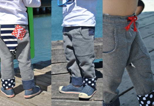Kids fleece pants pattern Rascal Pants cool slouchy pants for boys & tomboys size 1-8 years. - Felicity Sewing Patterns