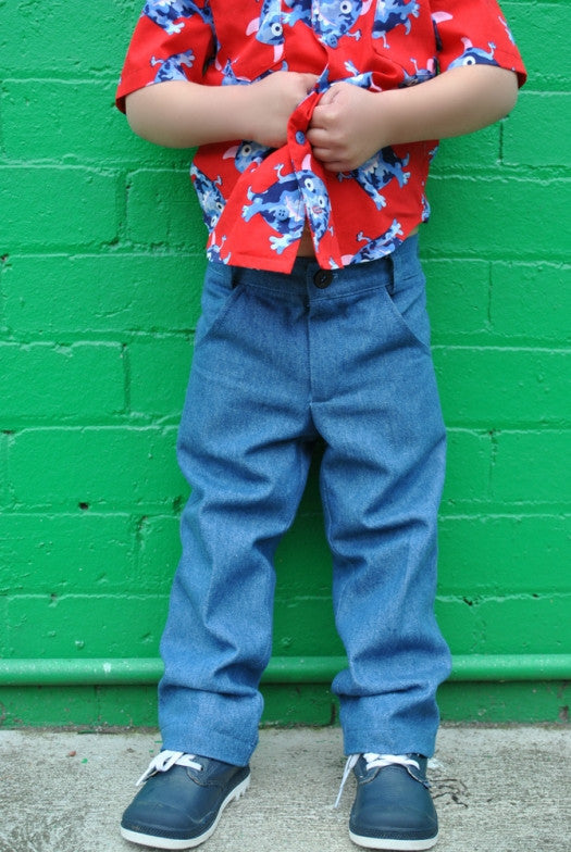 Casual trouser sewing pattern for boys & girls Slim Jim Pants & Shorts sizes 2-12 years. - Felicity Sewing Patterns