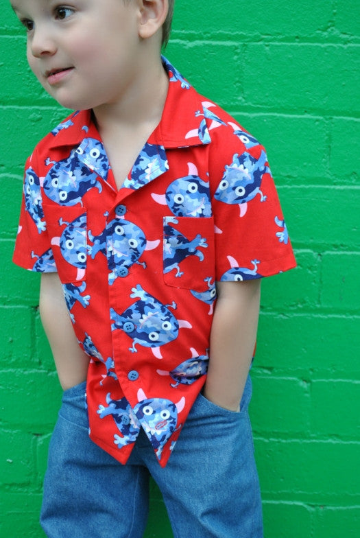 THOMAS SHIRT casual shirt for boys & girls 2-14 years. Hawaiian shirt pdf sewing pattern. - Felicity Sewing Patterns